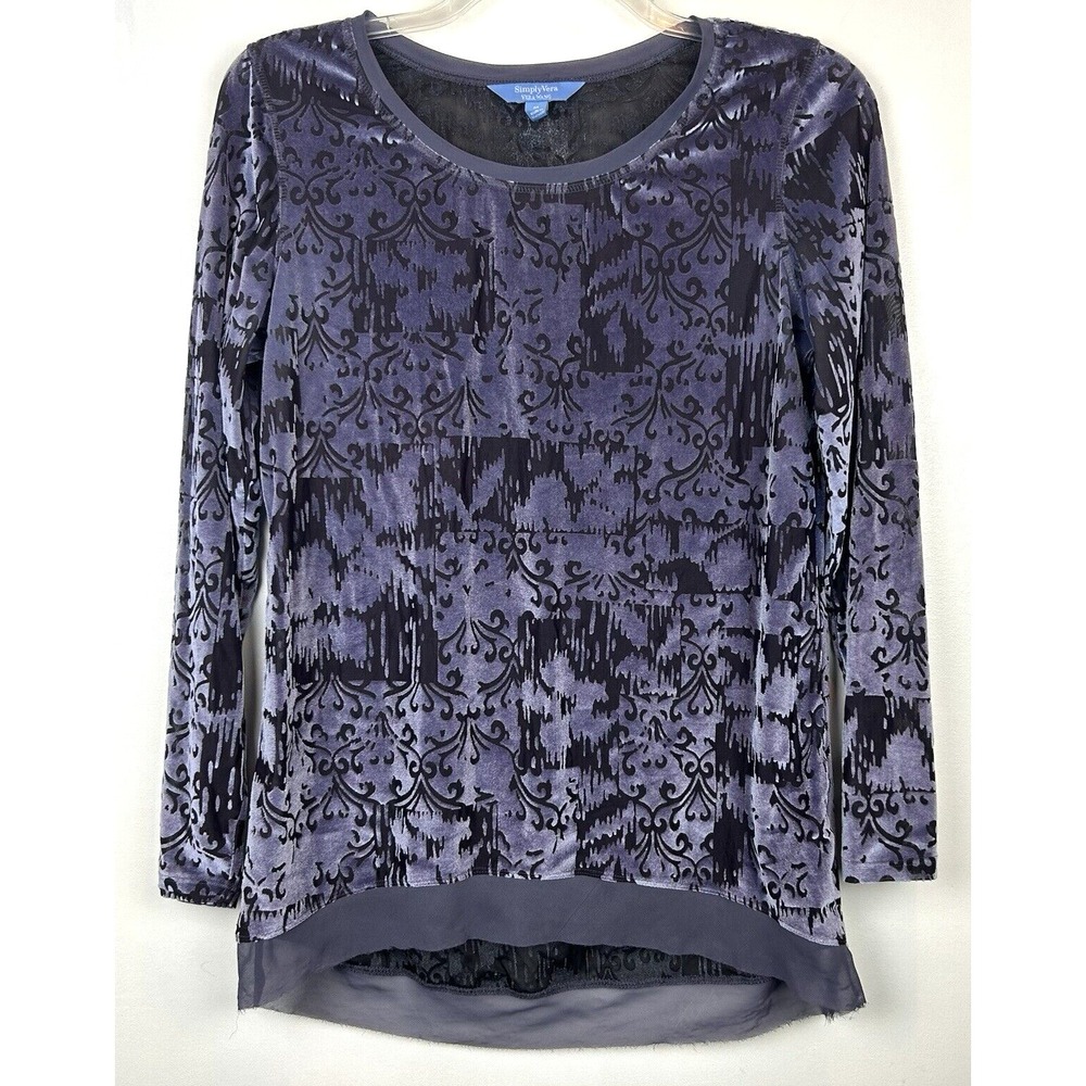 Whimsigoth Top Womens Medium Velvet Burnout Purple Fairy Tunic Old Money